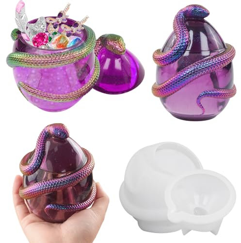 DIYBravo Schlangenei Dose Silikonform, Resin Silikon Formen 3D Gießform Dose Giessform Dose Mit Deckel Resin Form Vorratsdosen Epoxidharz Silikonform