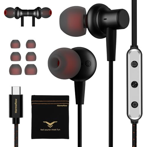 USB C Kopfhörer, In Ear Kopfhörer HiFi Stereo Magnetische Headset mit Mikrofon, Kopfhörer USB C Anschluss für iPhone 15 Pro Max, Samsung S24 S23 Ultra/FE, iPad Pro 2024, iPad 10 Air 2024