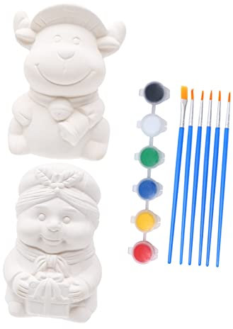 Abaodam 2stücke Keramikfigur Zum Bemalen Für Weihnachtsdeko Schreibtischdekoration Diy-statue Malset Weihnachtsschmuck