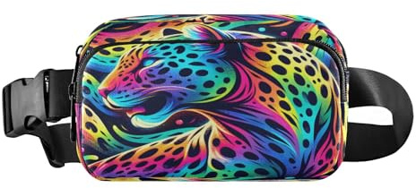 ISAOA Gürteltasche, Umh?ngetasche, modische Hüfttasche, Bauchtasche mit verstellbarem Riemen, Regenbogen-Gepard für Workout, Shopping, Reisen, Wandern, Multi