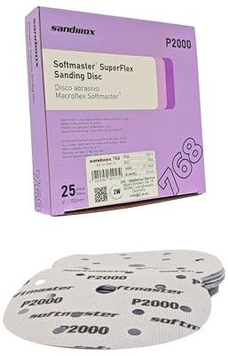 Sandwox Schleifscheiben Ø 150 mm, Superfein Korn 2000, 15-Loch, 25 Stück – für Exzenterschleifer, Feinschliff & Politur, Schleifpapier für Holz, Metall, Lack