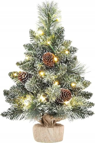 Mini Árbol de Navidad LED Blanco Cálido 40 cm con 20 Luces y Base Decorativa