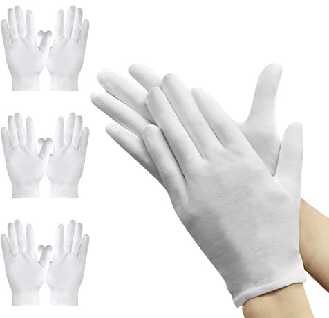 YAOYYG 3 Paires Gants Hydratants en Coton Blanc, Gants de Tissu en Coton