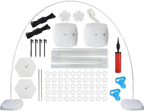 Reusable Balloon Arch Kit, Adjustable Balloon Arch Stand Frame, 10FT Wide & Frame With Water Fillable Base and Fibre Poles for Weddings Christmas(White)