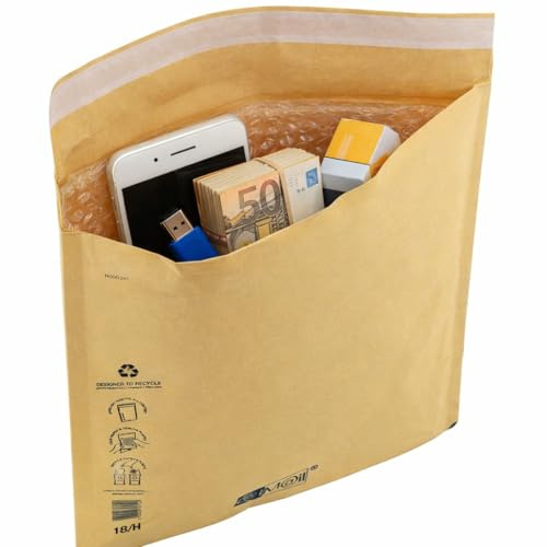 100 Buste Postali Imbottite con Pluriball Interno - Buste Per Spedizioni Imbottite per Oggetti Fragili, Chiusura Autoadesiva Trifix, Carta FSC Riciclata, Resistenti e Leggere, 24 x 33 cm