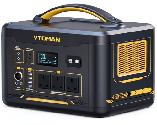VTOMAN 1500W Portable Power Station-828Wh LiFePO4 Battery Solar Generator | With Dual 100W PD Type-C & Regulated DC, Capacity Expandable to 2376Wh for Camping, Travel, Off-grid Life, Backup