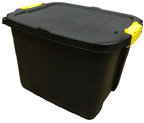 Strata Heavy Duty Black Storage Crate & Lid (60 Litre)