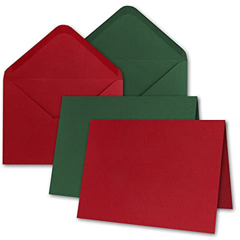 geprägtes Struktur Karten Set inklusive Briefumschläge - 20er-Set - B6 Einladungskarten und Umschläge in Rot und Grün - GUSTAV NEUSER C-Line