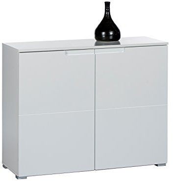 möbelando Kommode Anrichte Standschrank Highboard Sideboard Schrank Flur Suzette VI Weiß/Weiß-Hochglanz