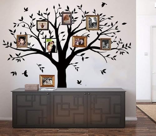 MAFENT Familie Baum Wand Aufkleber Applikator Family Like Branches on a Tree Schriftzug Tree Wandaufkleber für Schlafzimmer Dekoration Schwarz