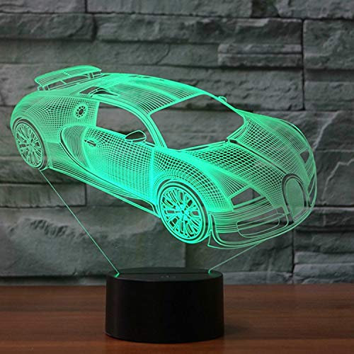 HPBN8 Ltd 3D Auto Lampe USB Power 7 Farben Amazing Optical Illusion 3D wachsen LED Lampe Formen Kinder Schlafzimmer Nacht Licht.