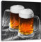 Pixxprint Zwei Maßkrüge Bier Schwarz, Weiß, Größe: 60x60, Leinwandbild Quadratisch, Wandbild, Kunstdruck, fertig bespannt
