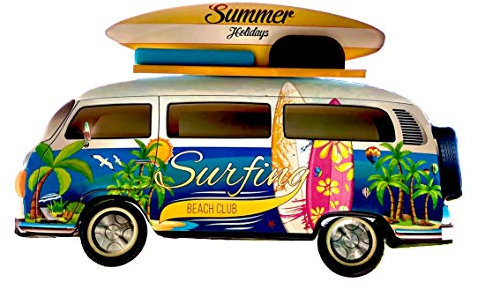 DiiliHiiri Retro-Schild Vintage Surfende Dekoration Hippie Surf Van Metallschild Handwerksania Zubehör Heimdekoration - Surfing Beach Club