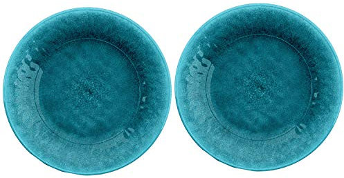 Potters Reactive Glaze Teal/Blue 21.5cm Melamine/Plastic Side Plates - Set (2)