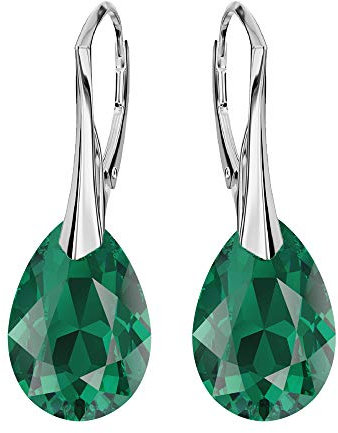 Ohrringe Silber 925 Hängend - Ohrringe Hängend mit Kristallen - Wählen Sie Schmuck für Sie - Wetten Sie Auf Silber Ohrringe Damen in Form eines Tropfes (Emerald)