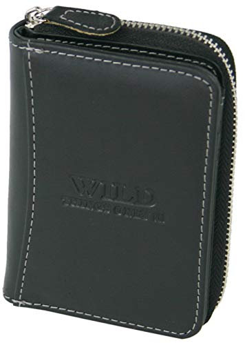 BAG STREET INTERNATIONAL Kleine Herren Geldbörse - Echt-Leder Geldbeutel mit Reißverschluss - Schwarz - WILD Things ONLY!!!