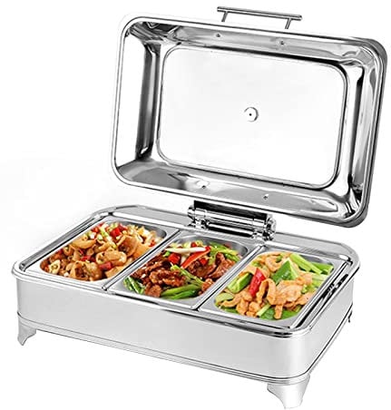 Chafing Dish, Chauffe Plat Chafing Dish Électrique, Buffets Chauffants Chauffe-Plat Rectangulaire pour Garde Les Plats au Chaud, Acier Inoxydable+Température Réglable (30-80 °)
