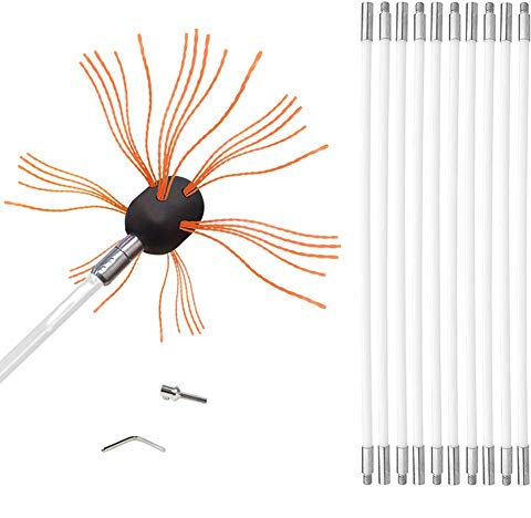 BGSFF Chimney Typhoon Power Sweeping Set, Flexible Schornsteinfeger-Stangen Schornstein-Reinigungsset Nylon-Schornstein-Reinigungsset, Schornstein-Kehrstangen mit Bürstenkopf, einfache V