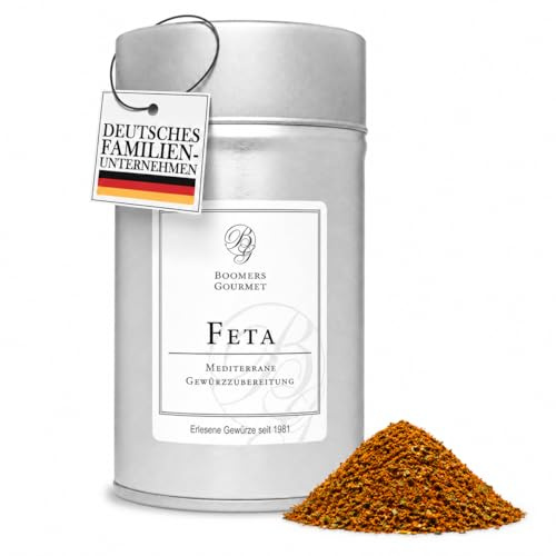 Boomers Gourmet - Feta Gewürz, Ideal zum Einlegen und Würzen von Schafskäse, Schafskäse und Antipasti Gewürz - Gewürzdose - 100 g
