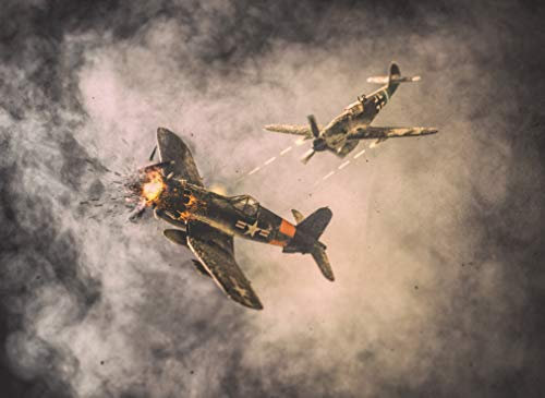 Papier Peint Photo INTISSÉ-COMBAT AÉRIEN-250x186 cm-(1401AE)-Avion Vintage Rétro Imagé Ciel de Nuages Colle Inclus Mural Décor Motif Poster Géant Stickers Muraux Optique Moderne Fond Effet XXL