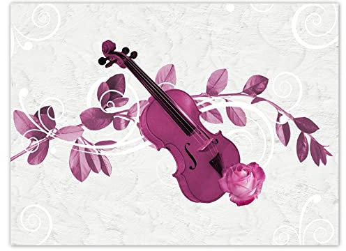 Wandsticker Deko Foto Sticker 135x100cm Violine Musik Blumen No.H5611M_NS1AS