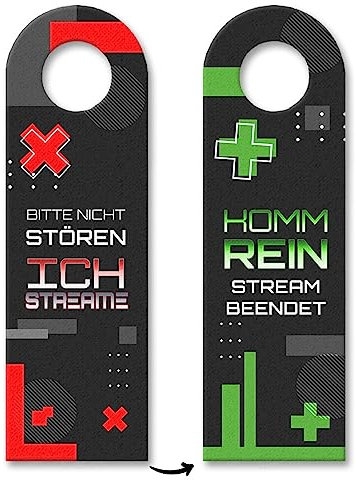 Bitte nicht stören, ich streame oder Komm rein Türhänger für Gamer als lustiges Geschenk für Zocker und Streamer die bei ihrem Hobby gerne ihre Ruhe haben und nicht gestört werden