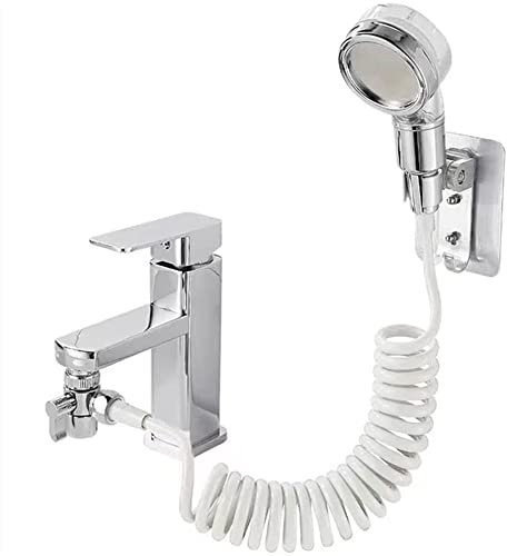 DUOJIN Duschkopf Wassersparend Wasserhahn Badezimmer Brausegarnitur Brausegarnitur für Waschbecken mit Teleskop 2m Kleiner Handbrauseschlauch mit G1/2 Adapter Handwaschgriff für Küche Camper Wohnmobil