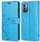 betterfon Hülle Kompatibel mit Nokia G11 / G21 | Premium PU Leder Handyhülle Wallet Case für G11 / G21 | Schutzhülle Blumen Klapphülle Handyhülle | Blau