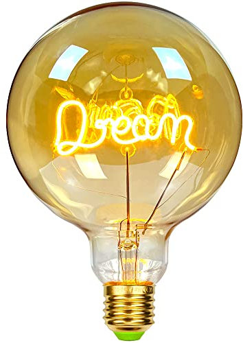 TIANFAN Vintage-Glühbirnen, LED-Glühbirne, 4 W, dimmbar, Liebes-/Heim-Buchstabe, dekorative Glühbirnen, 220/240 V, E27, Tischlampe (Dream)