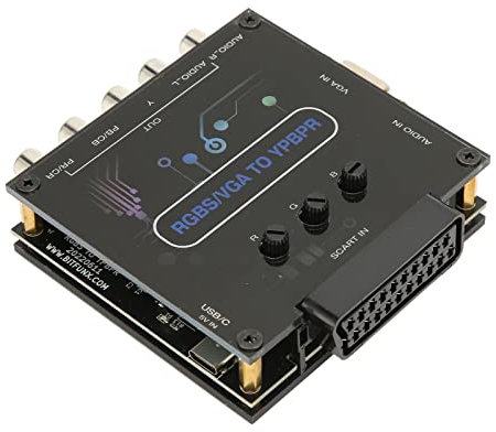 RGBS-VGA-SCART-zu-YPBPR-Komponentenkonverter, Farbunterschiedskomponente, Unterstützung des Linken und Rechten Kanaleingangs von Sound SCART.