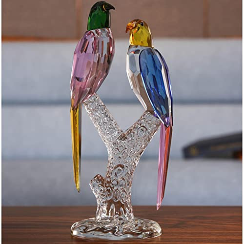 XINGYUANHE Figurines d'animaux d'oiseaux en Cristal Faits à la Main Sculpture de Perroquet en Verre Statue de Martin-pêcheur Vif Artisanat décor de Table à la Maison