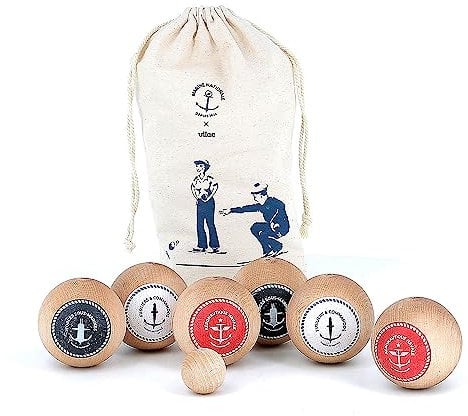 Vilac - Jeu de Pétanque - Marine Nationale - Jeu de Plein Air - Jeu d'Adresse - Jouets en Bois - 6 Boules, 1 Cochonnet et Sac de Rangement - À Partir de 5 Ans