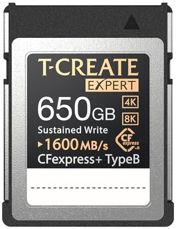 TEAMGROUP T-Create Expert Cfexpress 2.0 Plus Typ B 650 GB Min. Sustained Write1.600 MB/s XQD-Karte R1.800 MB/s W1.700 MB/s, unterstützt 8K und 4K Videografie, kompatibel mit DSLR TTCCFXP650GCFX2B01