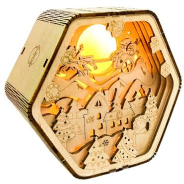 WUBA Holz Geschnitzte Lampe Modell 3D Holz Puzzles für Erwachsene und Kinder zu Bauen, Holz Weihnachten Geschnitzte Lampe Modell Kits für Erwachsene DIY Holzmodelle für Erwachsene zu Bauen