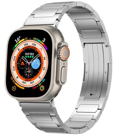 Soyeacrg Kompatibel mit Apple Watch Armband 49mm 45mm 44mm 42mm 41mm 40mm 38mm, Damen Herren Titan Metall Business Armband für iWatch Serie 9 8 SE 7 6 5 4 3 2 1 Ultra 1 2,Silver 1,38/40/41mm