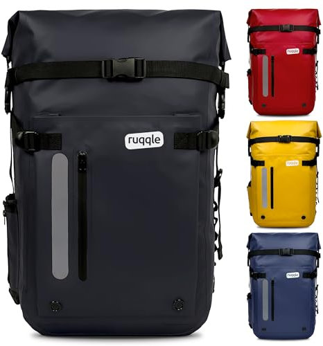 Ruqqle Wasserdichter Rucksack, vielseitig, wasserdicht Tasche, Dry Bag 20/30/45 l, mit 3 Außentaschen, komfortabel, RollTop, Strand, Boot, Kanu, Paddel, Kajak, Wandern, Camping, Angeln, Motorrad