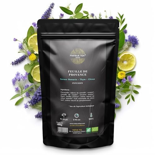 Matsue Tea - Feuille de Provence - Infusion en vrac - Romarin, Thym & Citron - Qualité Premium - Plantes Aromatiques Récoltées à la Main - 250 g