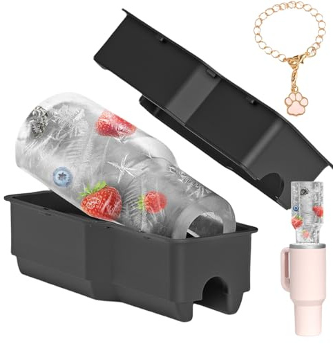 Chill Your Drinks in Style with Stanley Reusable Silicone Ice Molds Ice Cube Trays for Freezer - Slow-Melting Ice Cube Molds for Stanley Cup 40 oz - Black