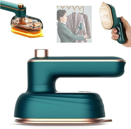 Portable Handheld Garment Mini Electric Iron, Professional Micro Iron, Rotary Garment Iron, Handheld Garment Steamer Folding Rotary Electric Iron, Suitable for Home Travel Business (Green)