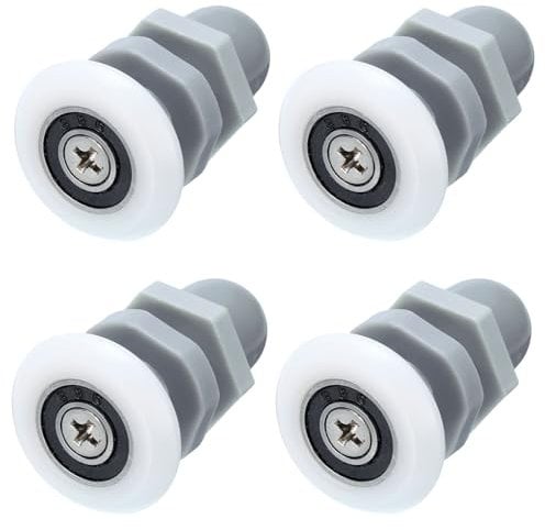 PATIKIL Shower Door Rollers 25mm/1, 4 Pack Bathroom Glass Runner Replacement Part Sliding Wheels for Shower, White-Grey