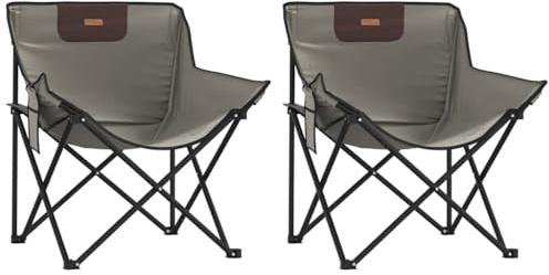 vidaXL Campingstühle 2 STK., Campingstuhl mit Seitentasche, Klappstuhl für Strand Garten Campingplatz, Gartenstuhl Angelstuhl Strandstuhl, Grau