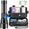 Fsiviim Lampe Torche LED Ultra Puissante, 1,000,000 Lumens Lampe Torche rechargeable, lampe torche tactique, longue portée, 5 Modes D'éclairage, Zoomable, Pour Camping