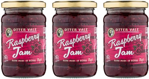 Otter Vale - Raspberry Jam, packed full of fruit for the perfect cream tea, hand-made in Devon, gluten-free, 315g glass jar x 3