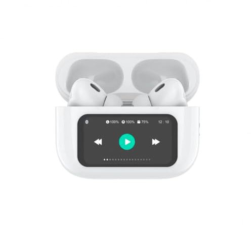 DCU TECNOLOGIC - Cuffie wireless Bluetooth 5.4 - Touch screen - Modalità di riproduzione ed equalizzatore - Autonomia della batteria di 30 ore - Colore: Bianco