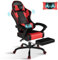 TRIUMPHKEY Silla Gaming Profesional con Masajeador, PU Silla de Juegos con Reposacabezas y Reposapiés,Silla de Oficina Ergonómica con Lumbar de Masaje, Reclinable 90-150°y Capacidad 150KG Rojo-Negro