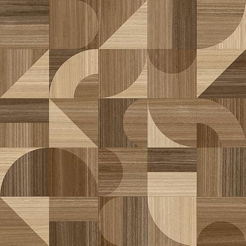 Abstract Wood Block Effect Vinyl Flooring, slip resistant vinyl roll flooring for kitchen, bathroom, hallway, living space in 2, 3 and 4 metre widths (Dark Funky Oak, 1m x 4m)