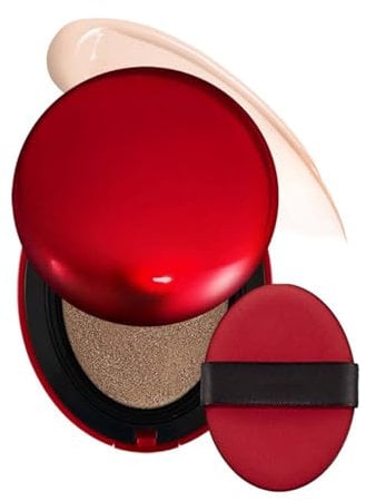Red Cushion Foundation, Mask fit Cushion Semi-Matte, Make Up Foundation Wasserfest & Langlebig, Volle Deckkraft Grundierung CC Creme für Makelloses Make up, Leichtes & natürliches Aussehen, SPF40 PA++