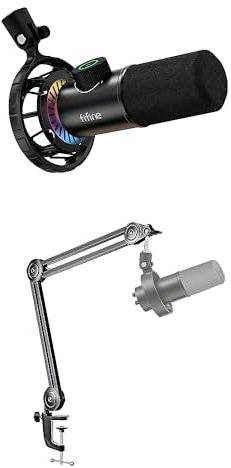 FIFINE Mikrofon PC USB C + Mikrofon Arm