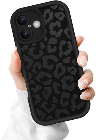 Newseego Case Compatible for iPhone 16, Aesthetic Leopard Print Styles Pattern Design Girls Women Phone Case Soft Slim TPU All-inclusive Lens Shockproof Cover for iPhone 16-Black