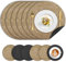 Placemats and Coaster Sets 6, Dual Sided Two-Color Table Mats (34cm), Non-Slip Washable Round Leather Floral Kitchen Place Mats Wipe Clean Stain Resistant Coffee Mats for Restaurant Hotel(Beige Black)